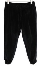 SUITSUPPLY Brescia Men's Trousers UK32S Black Velvet Formal Pleated Cotton *