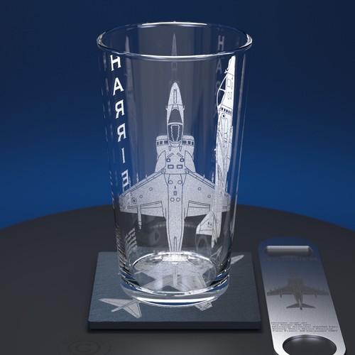 Harrier jump jet engraved pint - jump,