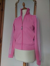 Ladies adidas retro pink Logo Zip Up tracksuit  3 stripe top, Pockets.  Size 10