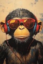 Banksy Style DJ Monkey Canvas