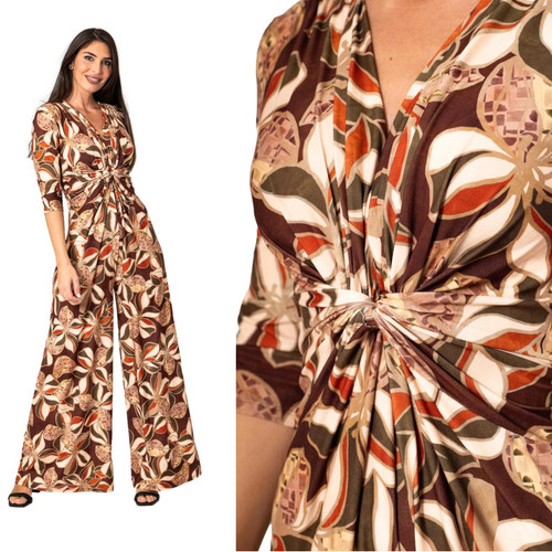 Damen palazzo jumpsuit beigem - damen,