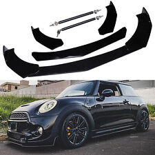 For MINI Cooper R53 R55 R56 F56 Gloss Front Bumper Lip Splitter + Strut Rods Kit