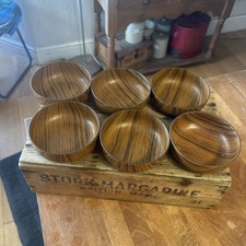 Vintage Caleppio Italian Wood-Effect - Set 6 Snack / Serving Bowls