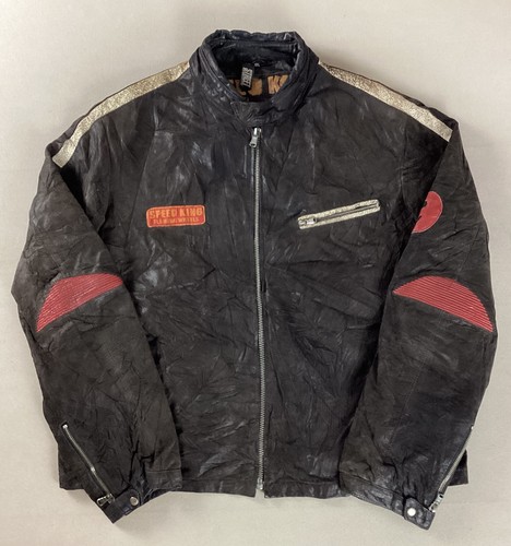 Vintage leather biker jacket - leather,
