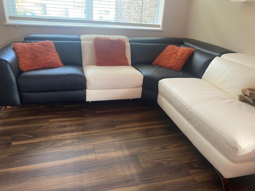 Natuzzi cream black leather - cream,
