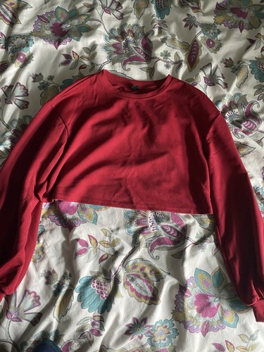 Red ribbed baggy jumper - ribbed,