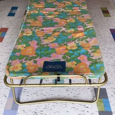 Vintage Retro 1960s Stowaway Folding Bed Vono Floral Print Mattress Single Frame