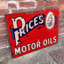 Price's Motor Oils Vintage Metal Advertising Sign