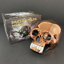 Skull Shaped Novelty Corded Landline Telephone Plastic Gothic Horror Light Up