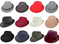 100% Wool Felt Fedora Trilby Hand Made Wider Brim Gents Hat With Band11 Colours