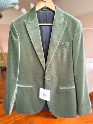 Green velvet single breasted - green,
