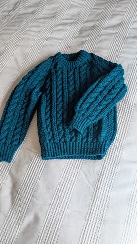 Hand knitted aran cable jumper - knitted,