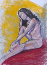 Beautiful Nude Woman Art, Life drawing in Charcoal ORIGINAL ART 30x36cm Signed