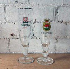 German Beer Glasses: Veltins & Spaten Light, Vintage Barware Set Present
