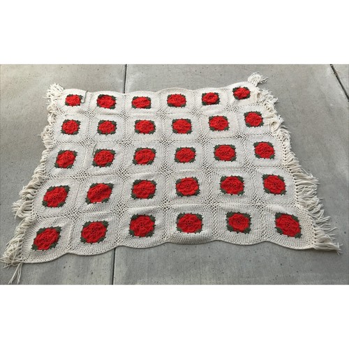 Vintage floral flower afghan - floral,