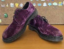 Dr Martens Purple Velvet Lace Up Shoes Size 6