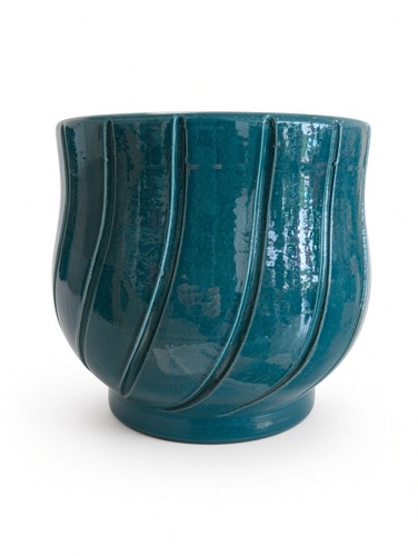 Blue glazed indoor plant - indoor, pot