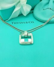 Tiffany & Co Silver Pierced Stencil Cut out Cross Pendant Necklace 32" RARE
