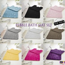 PEBBLE MEMORY FOAM BATH MAT MICROFIBER NONSLIP 2PC BATHROOM PEDESTAL MAT SET