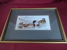 Cashs of Coventry Silk Mallard Ducks and Ducklings Framed Woven Silk Picture