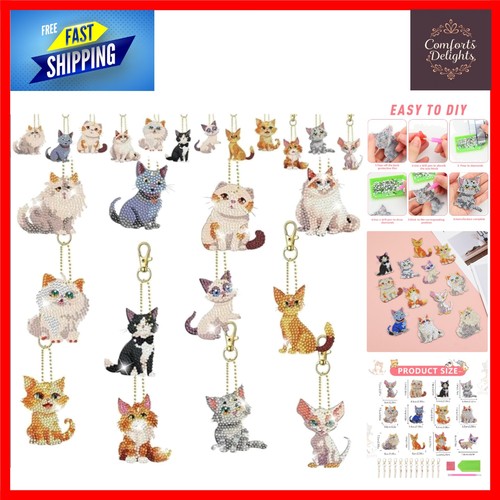 Cute cat diamond art keychains - cat,