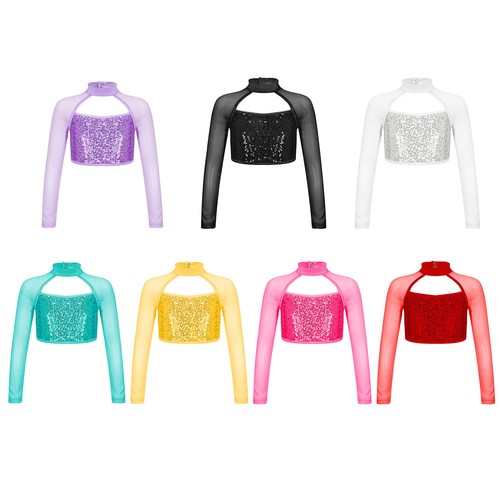 Girls long sleeve dance - long, crop