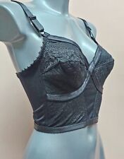 Longline Bra 42C Black Wire Free Adjustable Stretchy Strap Bust Lift XV65 GTD2