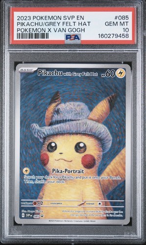Pikachu gray felt hat psa10 - in,