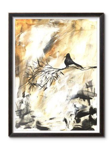 Black bird 16x20 - black,