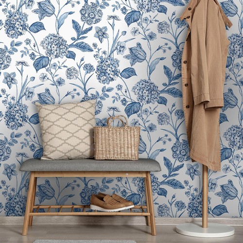 Floral white wallpaper amelie - floral,