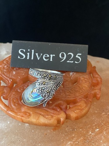Solid silver shell ring - shell, (
