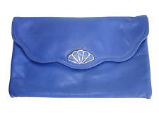 80s Clutch Bag Leather Jane Shilton Purse Blue Handbag VTG Party Glitz True Vtg