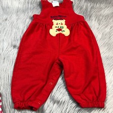 Vintage Baby Girls Oshkosh Bgosh Red Teddy Bear Jumpsuit Romper