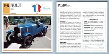 Peugeot - 301C - 1932 Competition - Classic Cars Collectors Club Card