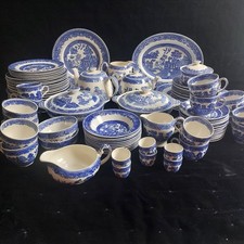Vintage Alfred Meakin Old Willow Blue & White China Dinnerware Plates Bowls