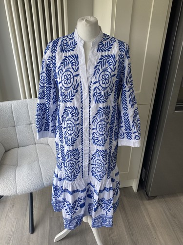 Zara white blue - white, embroidered