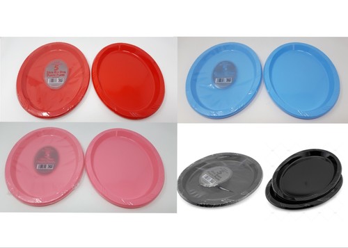 Oval plastic plates 26cm - plates, red