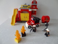 LEGO DUPLO 6168 FIRE STATION + Fire Engine with water tender & 2 firefighters