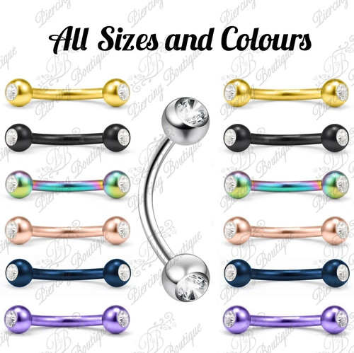 Curved gem eyebrow bar - curved,