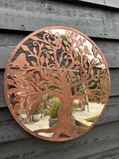50cm Mirrored Bronze Wall Art Birds In Tree Mirror Garden Home Gift Nature Decor