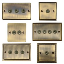 G&H Brassware Antique Brass Toggle Dolly Light Switch 1 or 2 Way 1 2 3 4 Gang