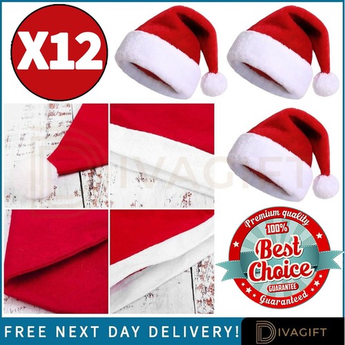 12x christmas santa hat adult - 12x,
