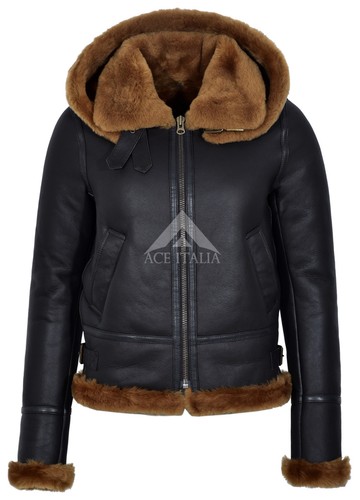 Ladies sheepskin jacket brown - sheepskin,