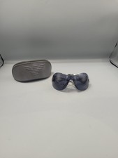 Emporio Armani Oversized Wrap-Around Sunglasses Round Lens Black Grey & Case