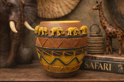 Safari elephant tribal planter - elephant,