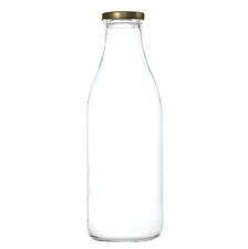 1L Glass Milk Bottle and Lid Large Raw Milk Clear Juice Milkshake Smoothie Drink