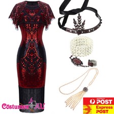 Deluxe Ladies 20s 1920s Roaring Flapper Costume Sequin Gatsby 20's Fancy Dress