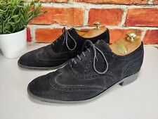 MENS HARRODS KNIGHTSBRIDGE UK 8.5 BLACK SUEDE LACE UP FORMAL BROGUE OXFORD SHOES
