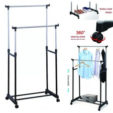 GARMENT RACK DOUBLE SILVER