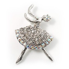 Clear Crystal Ballerina Brooch